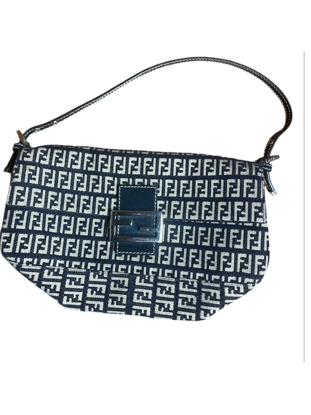 Authentic Fendi Zucchino Mamma Baguette Shoulder Bag Y2K 100% AUTHENTIC